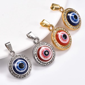Collier pendentif œil porte-bonheur en acier inoxydable et zircone pour femmes et hommes, breloques turques porte-bonheur, chaîne en métal, accessoires de bijoux, cadeaux - Product Image 4