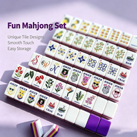 Ensemble de Mahjong Américain de Luxe Moderne Personnalisé Artistique 160 Pièces NMJL Standard Tuiles de Mahjong Acryliques Colorées Peintes à la Main pour Hobby