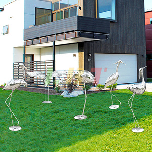 Libit Stainless Steel Crane Mirror Sculptures Outdoor Floor Mount Garden Decor Customized Animal Figure - Product Image 4