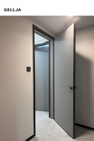 Porte de chambre moderne en bois massif pré-montée GELLJA, norme européenne, isolation phonique, cadre en verre, ouverture coulissante, finition complète