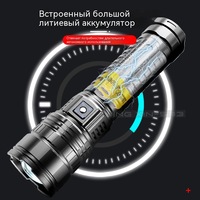 Lampe torche tactique portable haute luminosité longue portée, étanche IP68, rechargeable, 100 000 lumens, en aluminium, LED, pour le camping