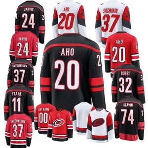 Vente en gros d'usine : Broderie Carolina # 37 Svechnikov # 24 Jarvis # 20 Aho # 11STAAL # 32 Bussi # Maillot de hockey sur glace Slavin 74 - Product Image 1