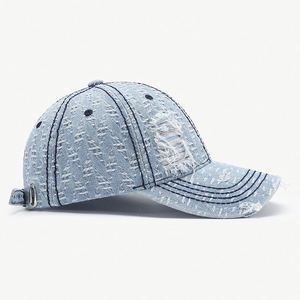 Casquette de baseball en jean déchiré unisexe, style urbain, 100% coton, 6 panneaux, réglable, toutes saisons, coutures invisibles - Product Image 2