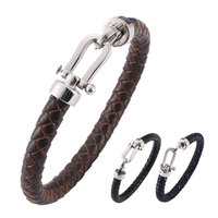 Gothique Trkische Accessoires Homard Fermoir Élégant Vintage Correspondant En Acier Inoxydable Brun Tissage Bracelet En Cuir Bijoux pour Hommes