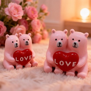 Valentine Teddy Bear Silicone Mold For Candle Cake Decoration Craft DIY Molding Tool Transparent White - Product Image 1