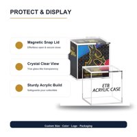 Boîte de présentation en acrylique avec couvercle magnétique pour booster box ETB, boîte de rangement transparente pour cartes à collectionner, anti-poussière, pour collectionneur