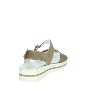 Valentina sandali con tacco a punta aperta in Taupe con fodera in vera pelle traspirante comode zeppe estive con plateau - Product Image 3