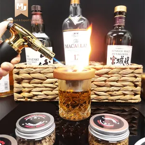 2023 Top Seller 2022 Eiche Edelstahl Taschenlampe mit Box Cocktail Whisky Smoker Kit