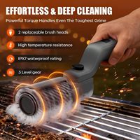 Brosse de nettoyage électrique rotative SEB sans fil rechargeable, angle réglable à 180°, moteur 3 vitesses, accessoires de nettoyage pour barbecue à gaz extérieur