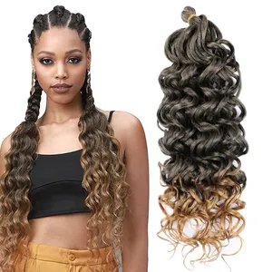 Wholesale 20inch cabello para curly crochet deep wa curly braiding hair crochets water wave crochet hair machine double weft