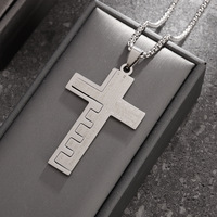 Collier en acier inoxydable avec pendentif croix, bijoux religieux populaires transfrontaliers, chaîne en os de serpent en acier inoxydable