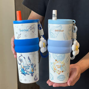 Bigcar Ceramic Insulated Water Bottle 500Ml Portable <b>Travel</b> <b>Cup</b> With Straw For Women Summer 2025 - Product Image 5