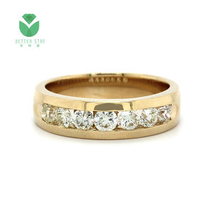 Anello con diamante sintetico CVD rotondo con pavé unico anello da uomo con diamante coltivato in laboratorio anello grande con diamante in oro bianco 18 carati per ragazzi - Product Image 2