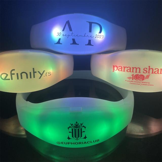 Programmable Remote Controlled Flashing Led Silicone Bracelet Radio Control Rfid Light up Wristband Led Bracelet