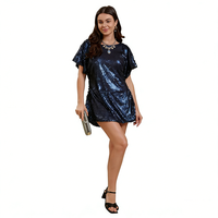Robe courte à sequins pour femme, col rond, col drapé séduisant, entièrement doublée pour plus de confort, idéale pour les soirées cocktails et les boîtes de nuit