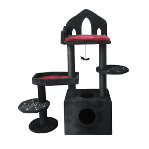Groothandel Zwarte Gotische Kattenboom Kist Bed <span class=keywords><strong>Condo</strong></span> Krabpalen Spinbal Multi-Level Meubilair Halloween Kattenboom - Product Image 1
