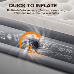 Kasur udara ukuran Queen dengan koil udara nyaman, kasur udara pengisian otomatis dengan pompa bawaan untuk rumah atau berkemah - Product Image 4