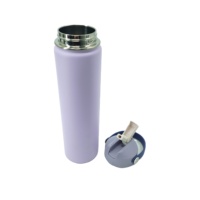 Bouteille isotherme de sport de luxe violette en acier inoxydable de 24 oz avec poignée souple et couvercle anti-fuite, durable pour les voyages en extérieur