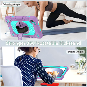 Custodia Ibrida Rinforzata <span class=keywords><strong>a</strong></span> 3 Strati per Tablet <span class=keywords><strong>Samsung</strong></span> Galaxy <span class=keywords><strong>Tab</strong></span> A9/A11 da 8.7 Pollici con Impugnatura, Supporto Girevole e Cinghia Portatile - Product Image 5