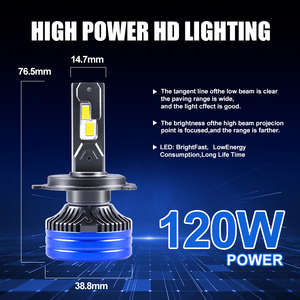 Super brillante L120 Auto lámpara H4 alto bajo haz Led faro bombillas India <span class=keywords><strong>40000</strong></span> Lumen H4 LED faro 24 voltios cabeza Luz - Product Image 2
