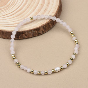 <span class=keywords><strong>Bracciale</strong></span> Elastico con Perla Singola d'Acqua Dolce a Chicco <span class=keywords><strong>di</strong></span> Riso e Perline <span class=keywords><strong>di</strong></span> Pietre Naturali Sfaccettate Tonde da 4mm in Tormalina, Lapislazzuli, Ametista e <span class=keywords><strong>Quarzo</strong></span> <span class=keywords><strong>Rosa</strong></span> - Product Image 2