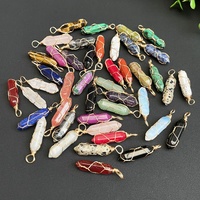 En gros Enveloppé Hexagonal Prisme Pierre Pendentifs Fil Wrap Pierres De Guérison Cristal Point Pendentif