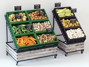 Customized Metal Multilayer Shop Store Vegetable Shelving Supermarket Vegetable Fruit Display Rack