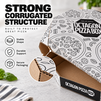 Boîte à pizza octogonale créative en carton ondulé de qualité alimentaire avec coins renforcés - Structure E-Flute résistante à la graisse