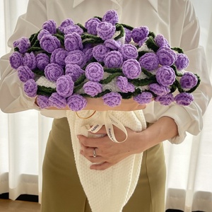Manta de ramo de rosas tejida a mano lista para usar, para flores de lirio de los valles y margaritas de ganchillo, decoración del hogar y regalos festivos - Product Image 2