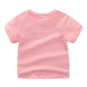 Venta al por mayor 2019 camisetas de punto de moda casual para niñas 100% algodón impreso cuello redondo manga corta chico top - Product Image 2