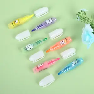 Penjualan Laris Pena Stabilo Fluorescent Tulisan Halus Ujung Miring Hewan Lucu Mini untuk Anak-anak