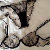 Ensemble de lingerie fine sans couture pour femme, broderie Pure Desire, élégant, atmosphère de niche, gothique, sexy, en dentelle respirante, avec soutien-gorge push-up