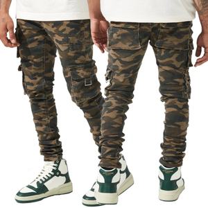 Jeans de Moda para Hombre, Cierre de Cremallera, Corte Ajustado, Estampado de Camuflaje, Bolsillos Tipo Cargo, Jeans de Mezclilla - Product Image 5