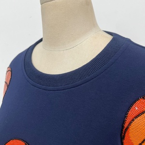 OEM Customized <strong>Sparkly</strong> Sequin Embroidery Basketball Long Sleeve Casual Crew Neck Pullover Tops Oversized Sweatshirt for <strong>Women</strong> - Product Image 5