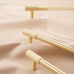Poignées de meubles en laiton Santaya, motif croisé diamanté, boutons dorés, pour armoires et placards, poignées de porte solides de luxe - Product Image 5
