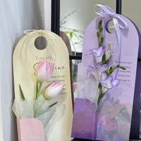 Panier de transport pour bouquets de fleurs fraîches avec logo personnalisé, revêtement UV, vente en gros, offre spéciale