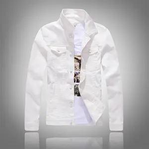 Джинсовая куртка YUEGE для мальчиков на заказ, мужская белая джинсовая куртка, повседневная куртка оптом