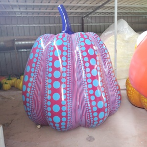 Grande sculpture de citrouille d'Halloween en fibre de verre personnalisée pour la décoration de fête d'Halloween, événement, vacances - Product Image 1