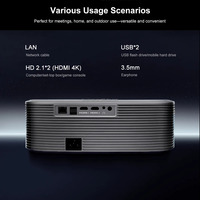 جهاز عرض ذكي Everycom HQ11W V660 مع شريحة ثمانية النواة، فك تشفير 4K، ذاكرة 3 جيجابايت + 64 جيجابايت DDR4، تقنية HDR10+، جهاز عرض منزلي، جهاز عرض لغرفة النوم