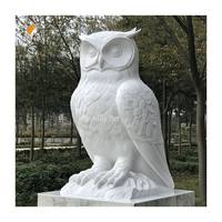 Vente chaude Décoration de jardin d'extérieur Statues de hiboux en pierre de marbre blanc Sculpture