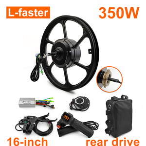 Kit de <span class=keywords><strong>roue</strong></span> de <span class=keywords><strong>moteur</strong></span> de moyeu DC à engrenage sans balais <span class=keywords><strong>pour</strong></span> bicyclette électrique 36V 350W 16 pouces avec contrôleur d'accélérateur - Product Image 1