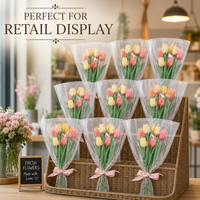 Sacs à fleurs en BOPP trapézoïdaux avec impression blanche, manchon d'emballage en plastique transparent pour bouquets de fleurs fraîches