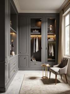 Modern Grey Walk-in Closet with Adjustable <b>Shelves</b> Customizable <b>Wardrobe</b> for Bedroom <b>Storage</b> - Product Image 2