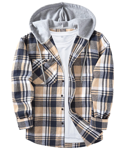 Camicia con Cappuccio <span class=keywords><strong>in</strong></span> <span class=keywords><strong>Flanella</strong></span> ZITY per <span class=keywords><strong>Uomo</strong></span>, <span class=keywords><strong>Giacca</strong></span> Casual <span class=keywords><strong>a</strong></span> <span class=keywords><strong>Quadri</strong></span> con Bottoni, Maniche Lunghe, Elegante con Tasca - Product Image 1
