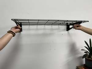 2x4 ft כבד חובה אחסון צף קיר מתלה מוסך מדפים 400 ק "ג קיבולת טעינה <span class=keywords><strong>2</strong></span> מדפים לערימה מדפים שחורים - Product Image 3