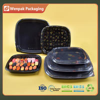 Barquette carrée à sushi à emporter, en plastique PET jetable, procédé blister, prix usine, boîte à pain, diverses tailles disponibles