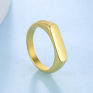 Minimalische Siegelringe Damen Herren Edelstahl breite rechteckige geometrische Ringe Mode Hochzeit Schmuck Geschenk Großhandel - Product Image 5