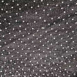 Tissu de dentelle française perlée de largeur personnalisée avec broderie pour robes de soirée de mariage sacs vêtements - Product Image 4