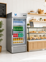 Congélateur vertical en acier inoxydable, réfrigérateur de présentation avec compresseur inférieur, réfrigérateur commercial pour supermarché, aliments frais
