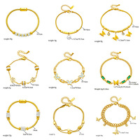 Venta Directa de Fábrica, Joyería de Moda de Verano, Chapada en Oro de 18k, Pulsera de Acero Inoxidable con Mariposa, Perla, Flor y Diamantes para Mujer